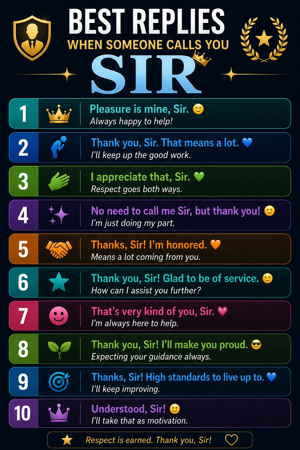 Best replies when someone calls you sir