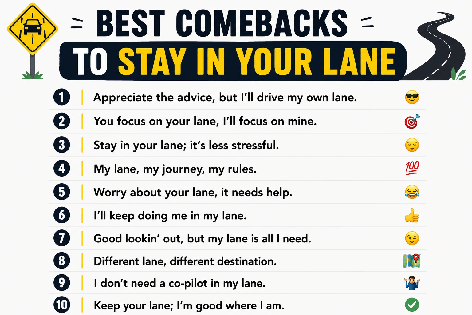 Clever Best Comebacks To “Stay In Your Lane”