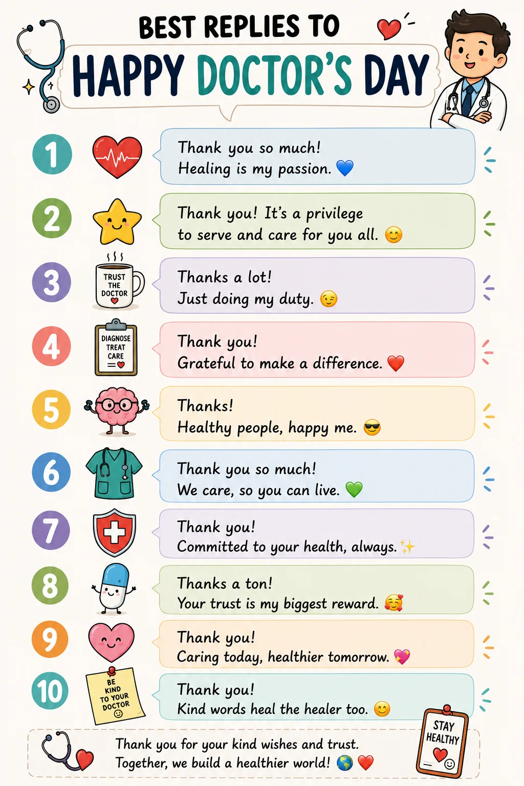 Professional Best Replies To Happy Doctors Day