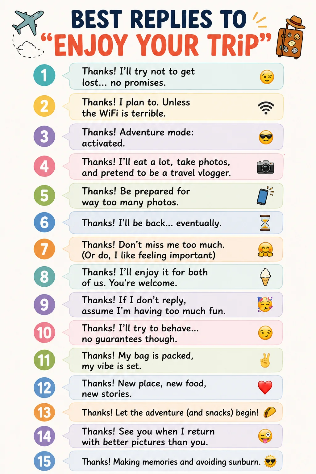 Best Replies To Enjoy Your Trip