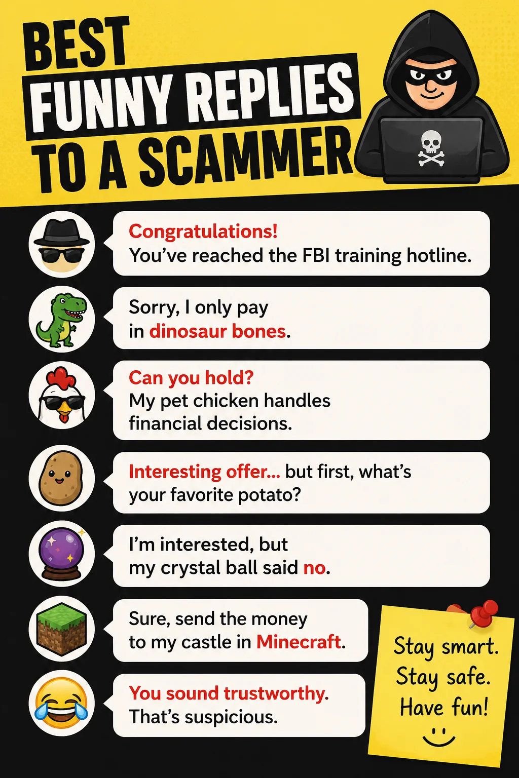 Best funny replies to a scammer