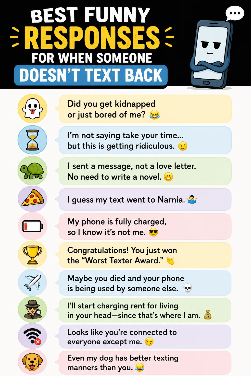 Best funny responses for when someone doesn't text back