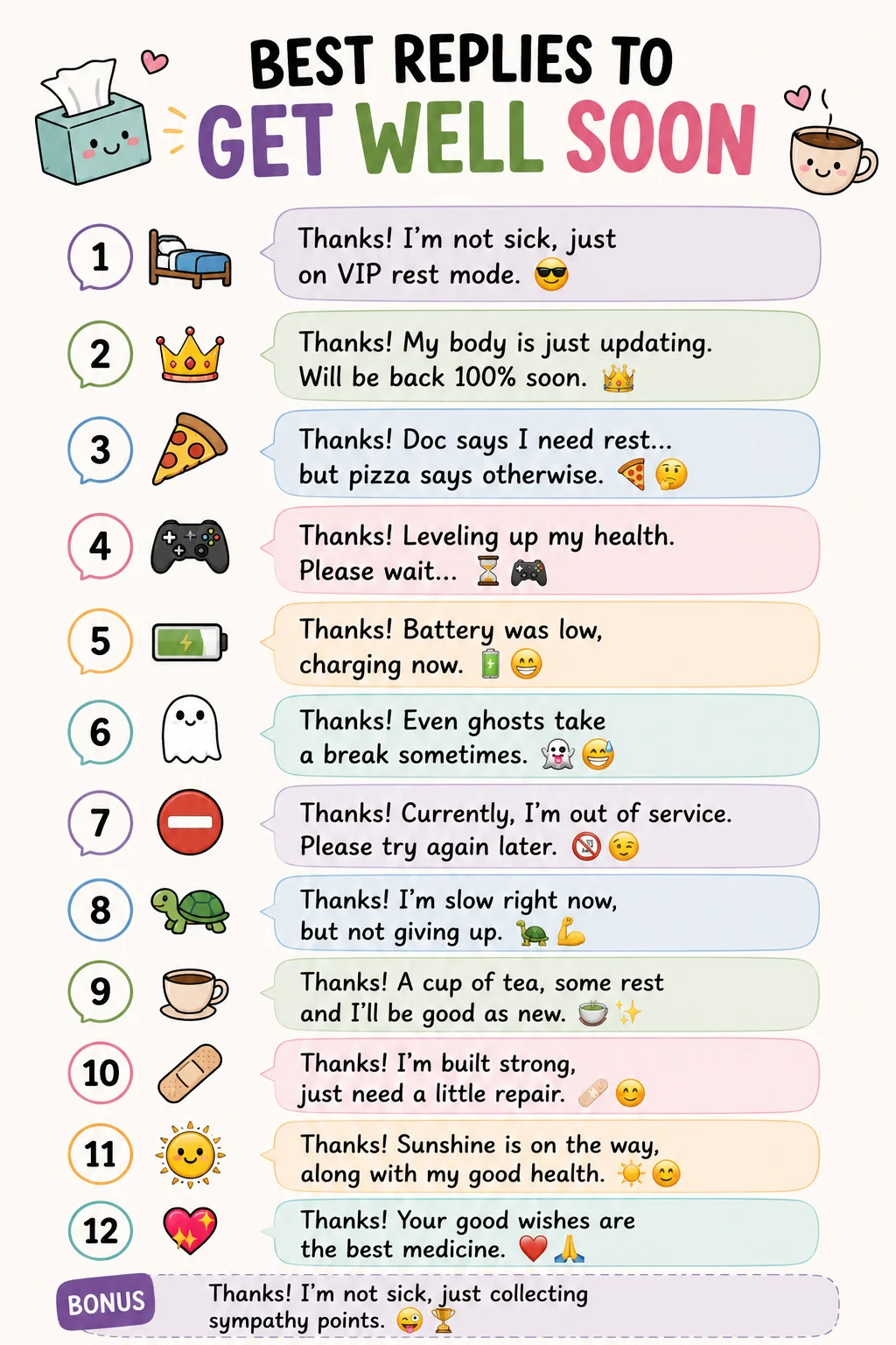Best replies to get well soon