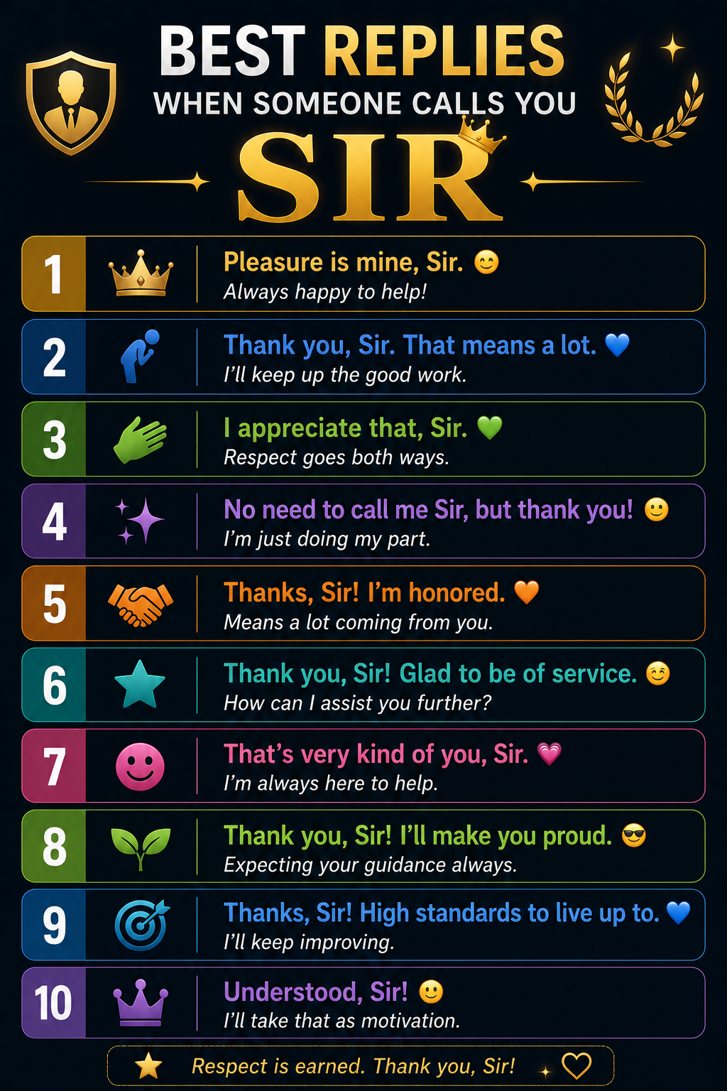 Best replies when someone calls you sir